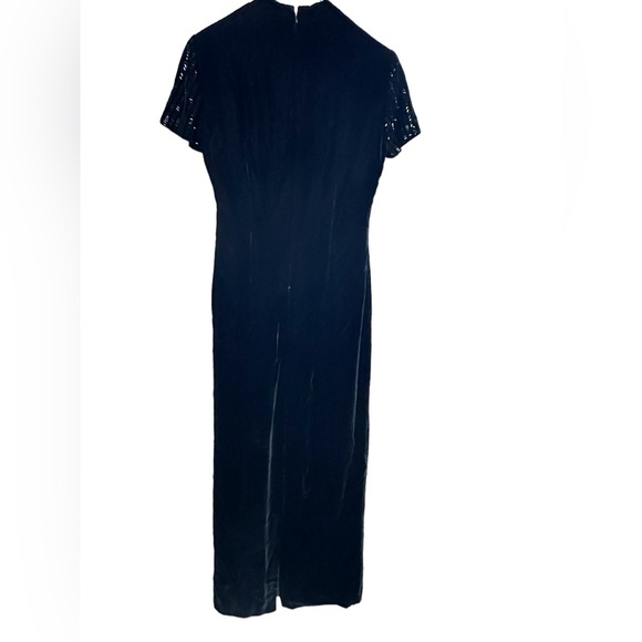 Stunning Velvet Sequin Short Sleeve Full Length Dress W/Sexy High Slit Vintage 8 - Picture 12 of 14